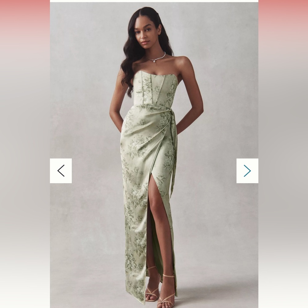 V. Chapman June Printed Corset Front-Slit Gown - Bridemades Dress - SİZE 6